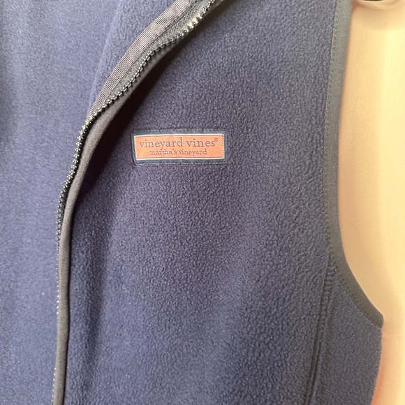 Vineyard Vines Harbor Fleece Vest Mens XS Texas State Navy Blue Full Zip - Picture 5 of 7